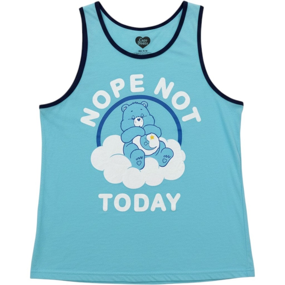 Care Bears Grumpy Bear Nope Not Today Ringer Tank Top Blue Small SM